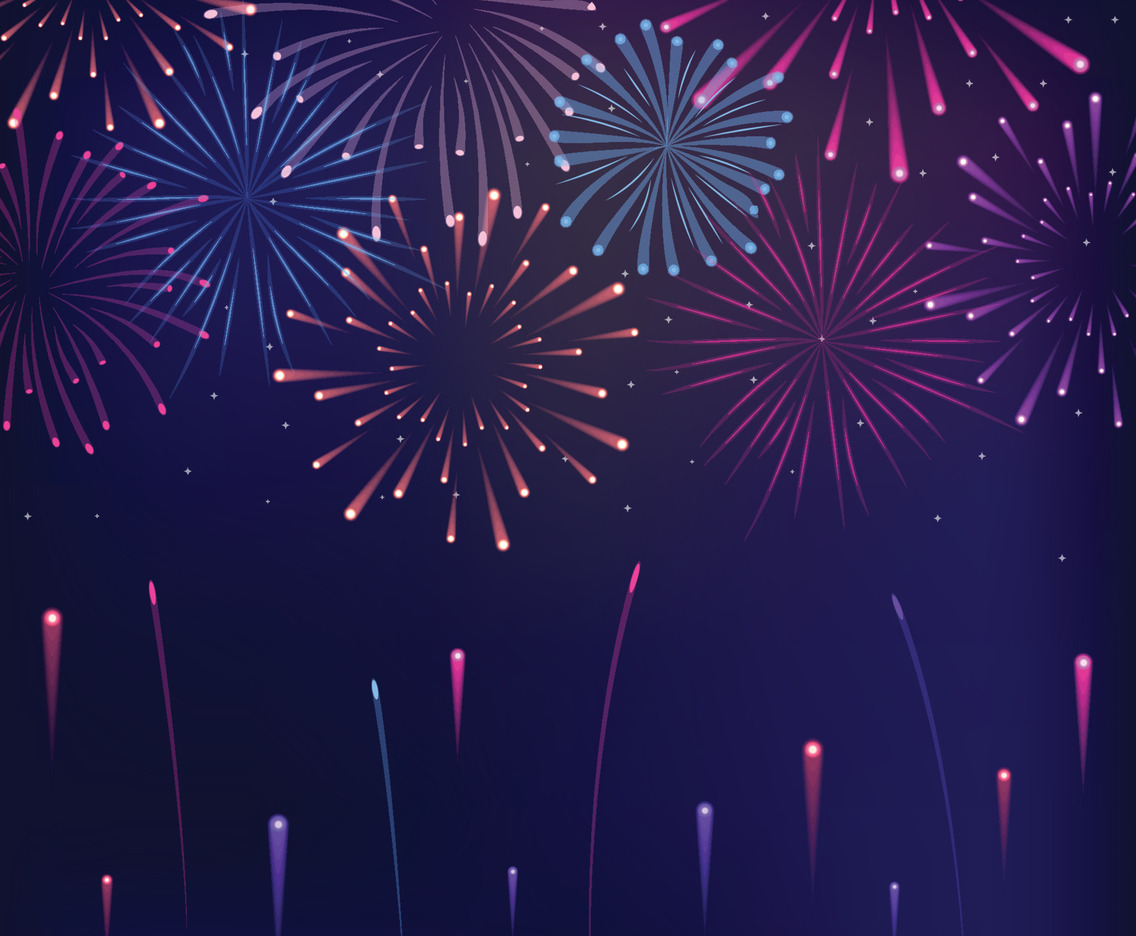 Fireworks Party with Different Colorful Fireworks Concept Background