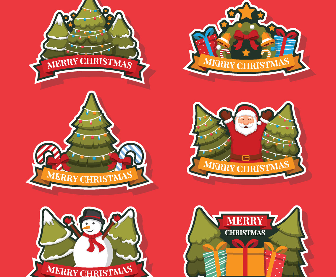 Set of Christmas Greetings Stickers