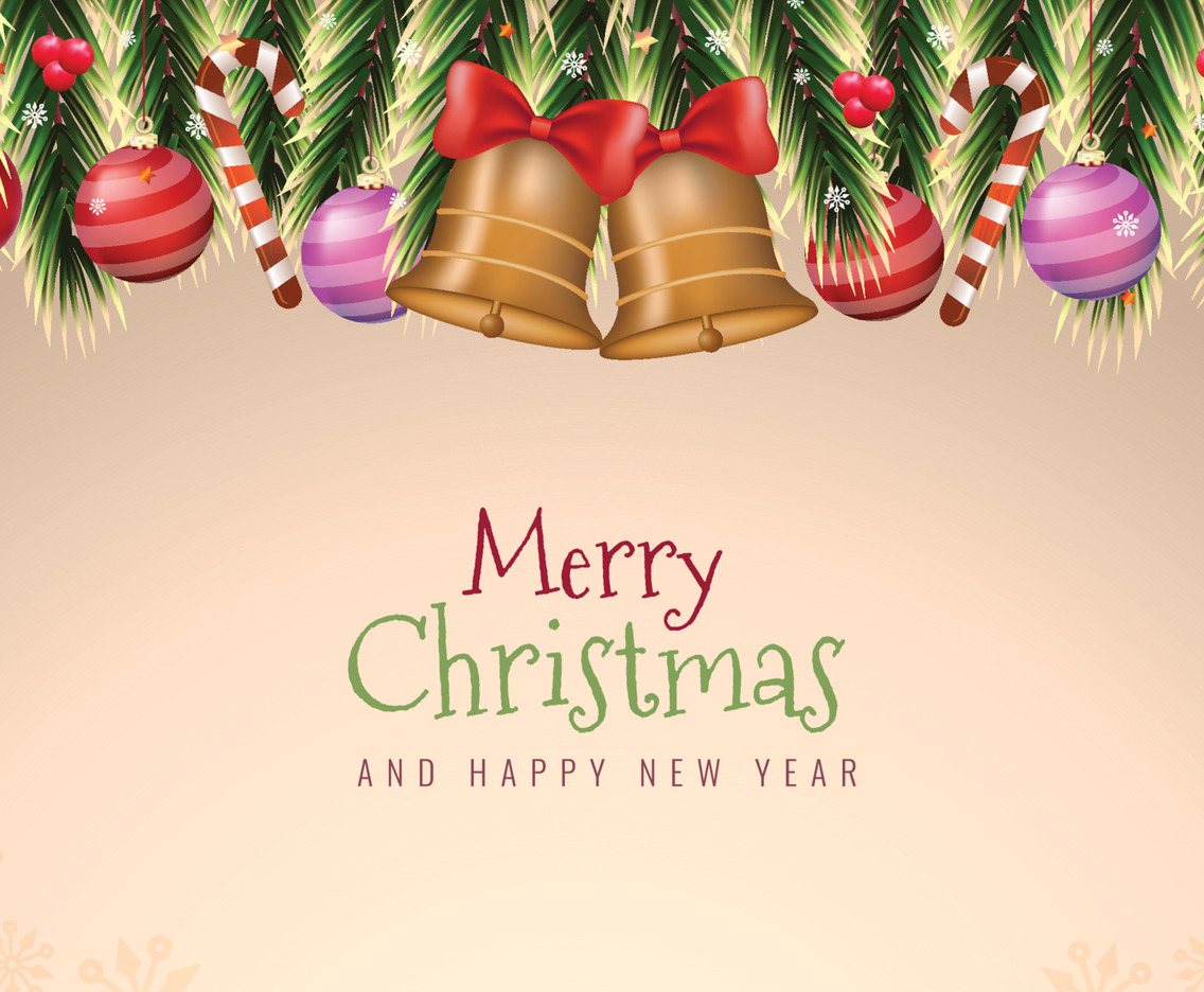Realistic Christmas Wreath with Christmas Element Background