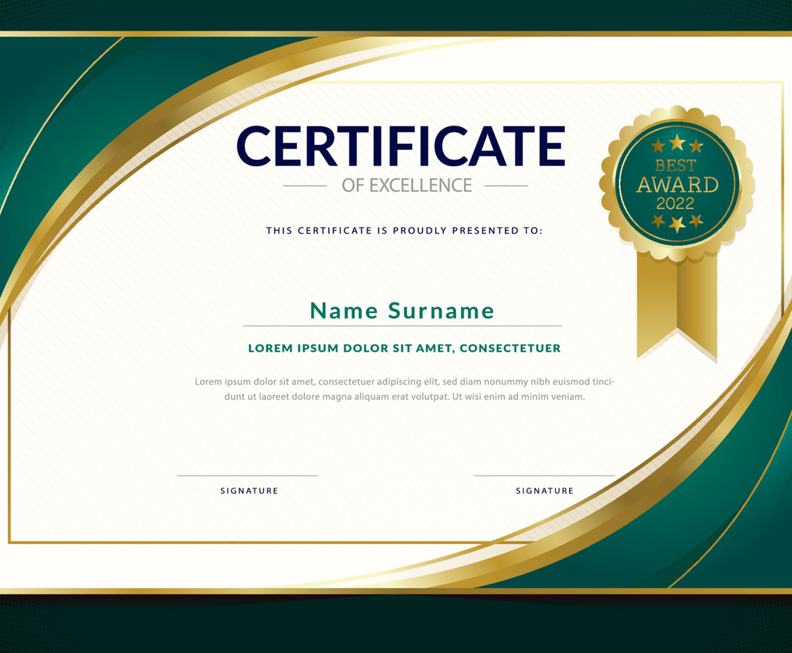 Green And Gold Design Sertificate Template