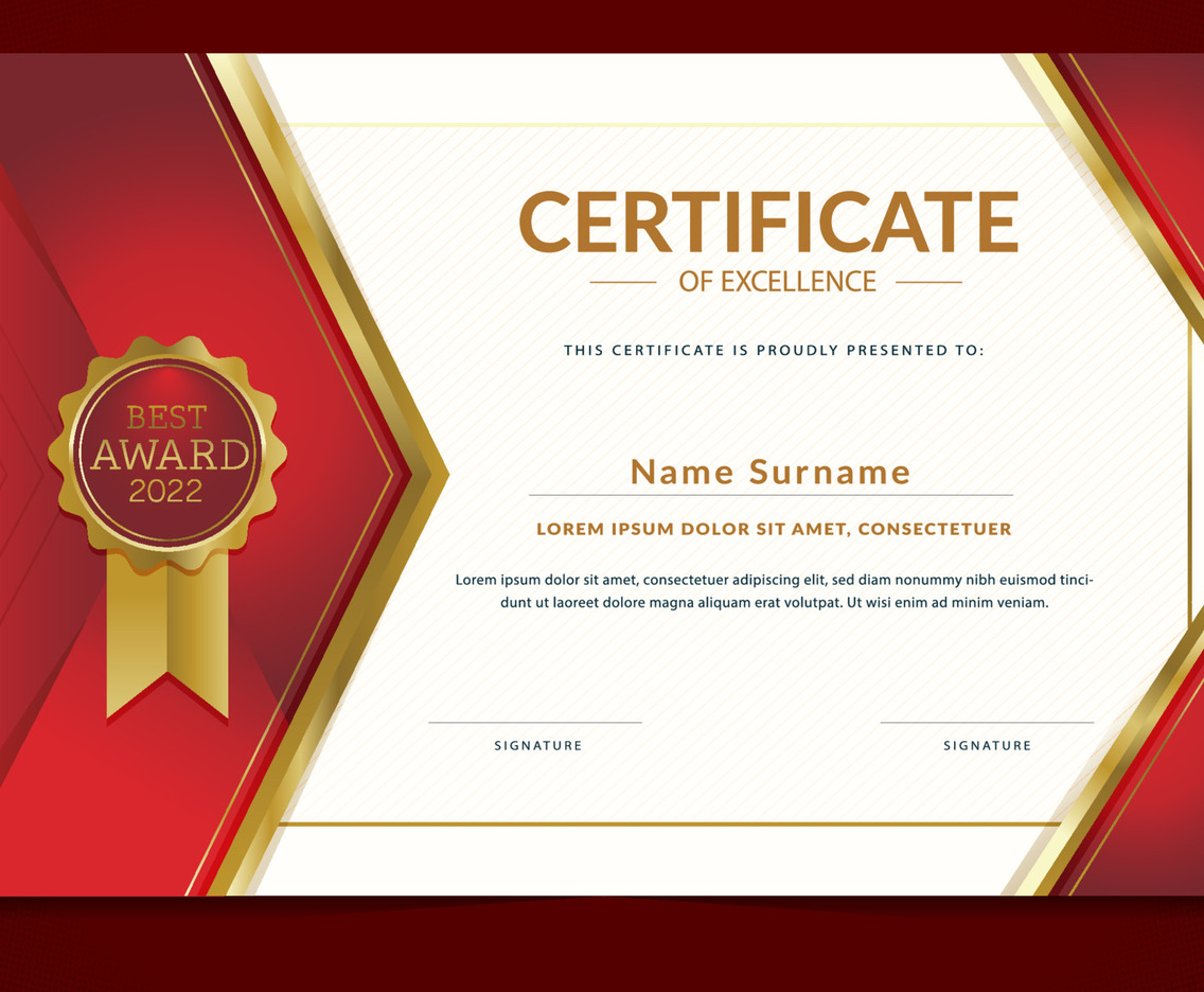 Red And Gold Certificate Template