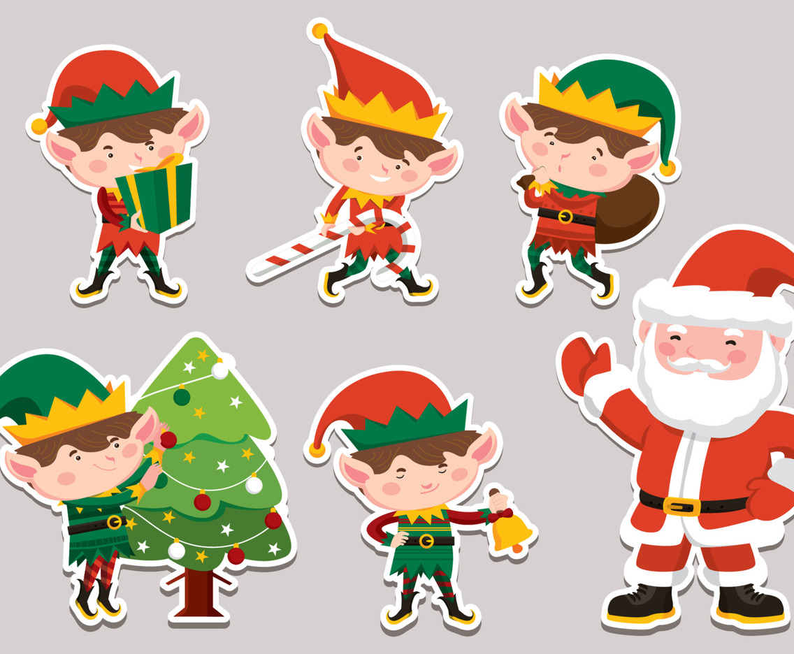 Santa And Helper Sticker Character Concept