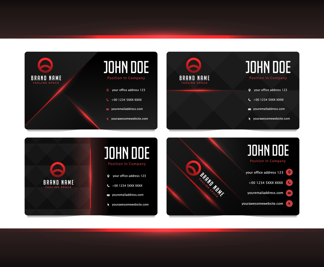 Dark Black And Red Business Card Template