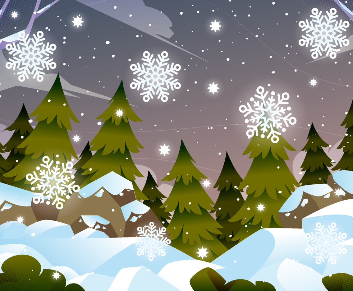 Blue Winter Snowflakes Background