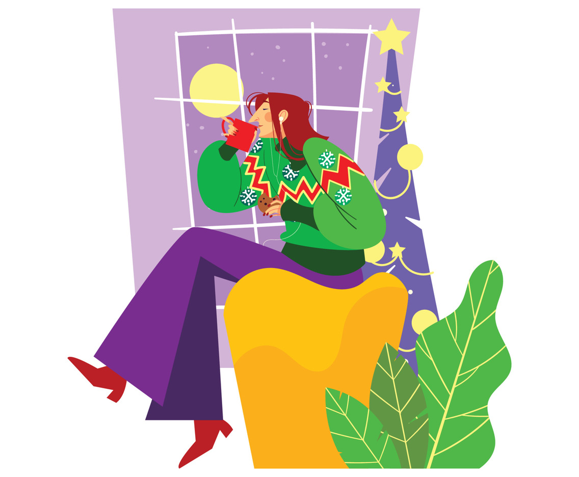 Enjoying a Cup of Tea with Ugly Sweater