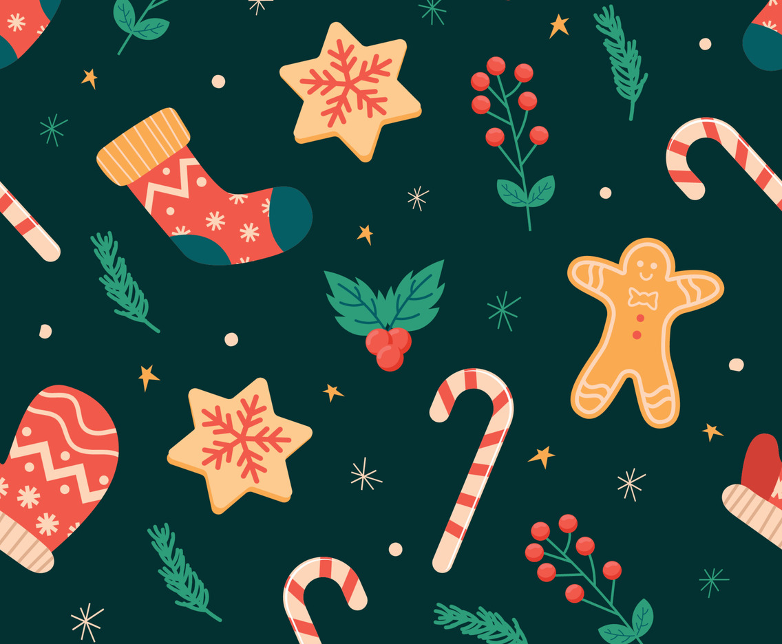 Seamless Pattern with Christmas Objects
