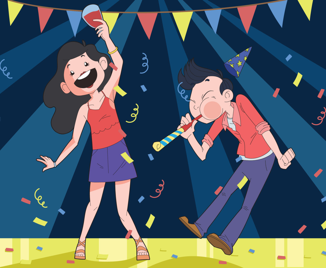 Man and Woman Enjoying New Years Party