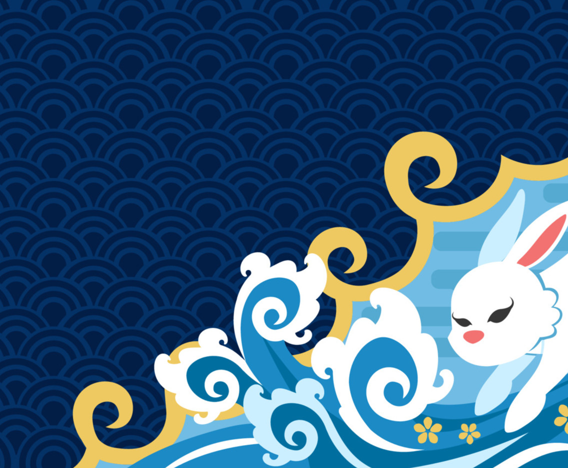 White RabbiIt with Water Wave