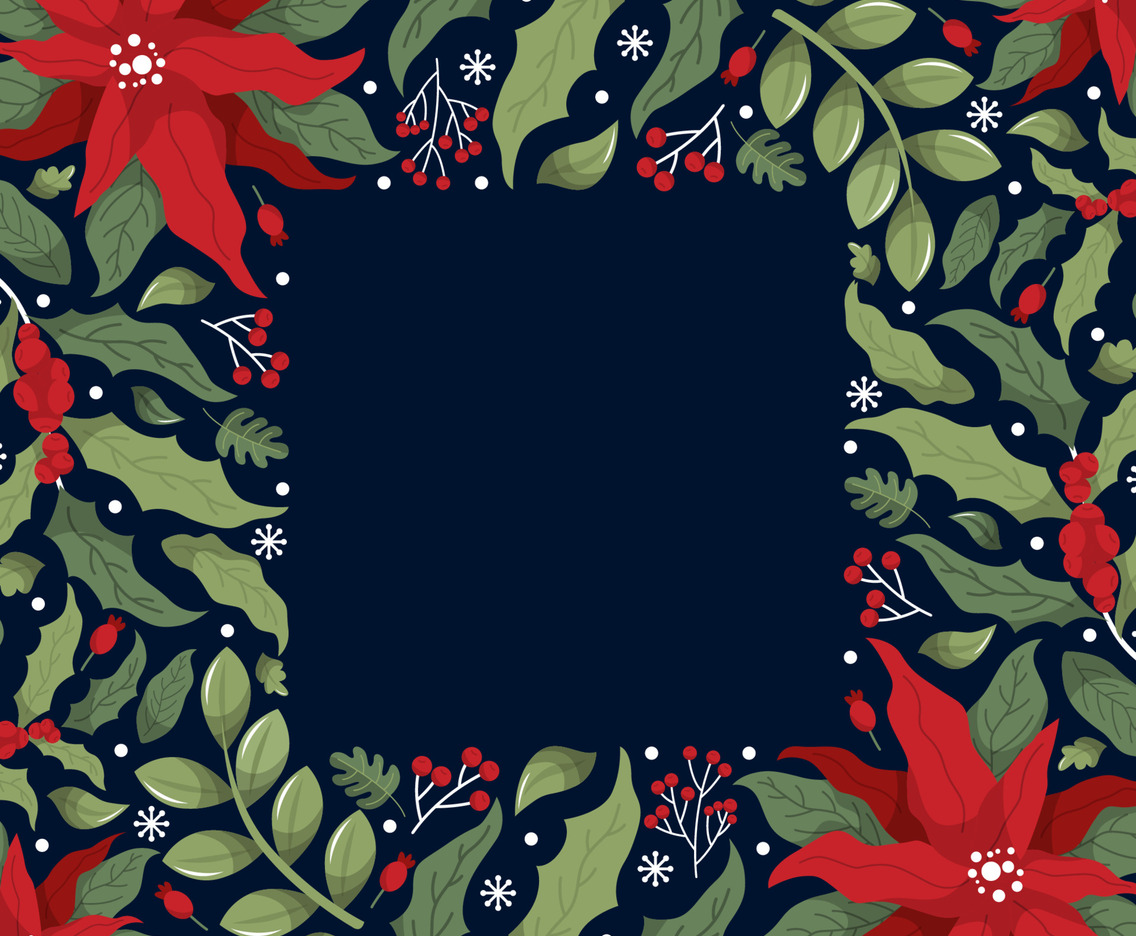 Winter Floral And Nature Plant Border