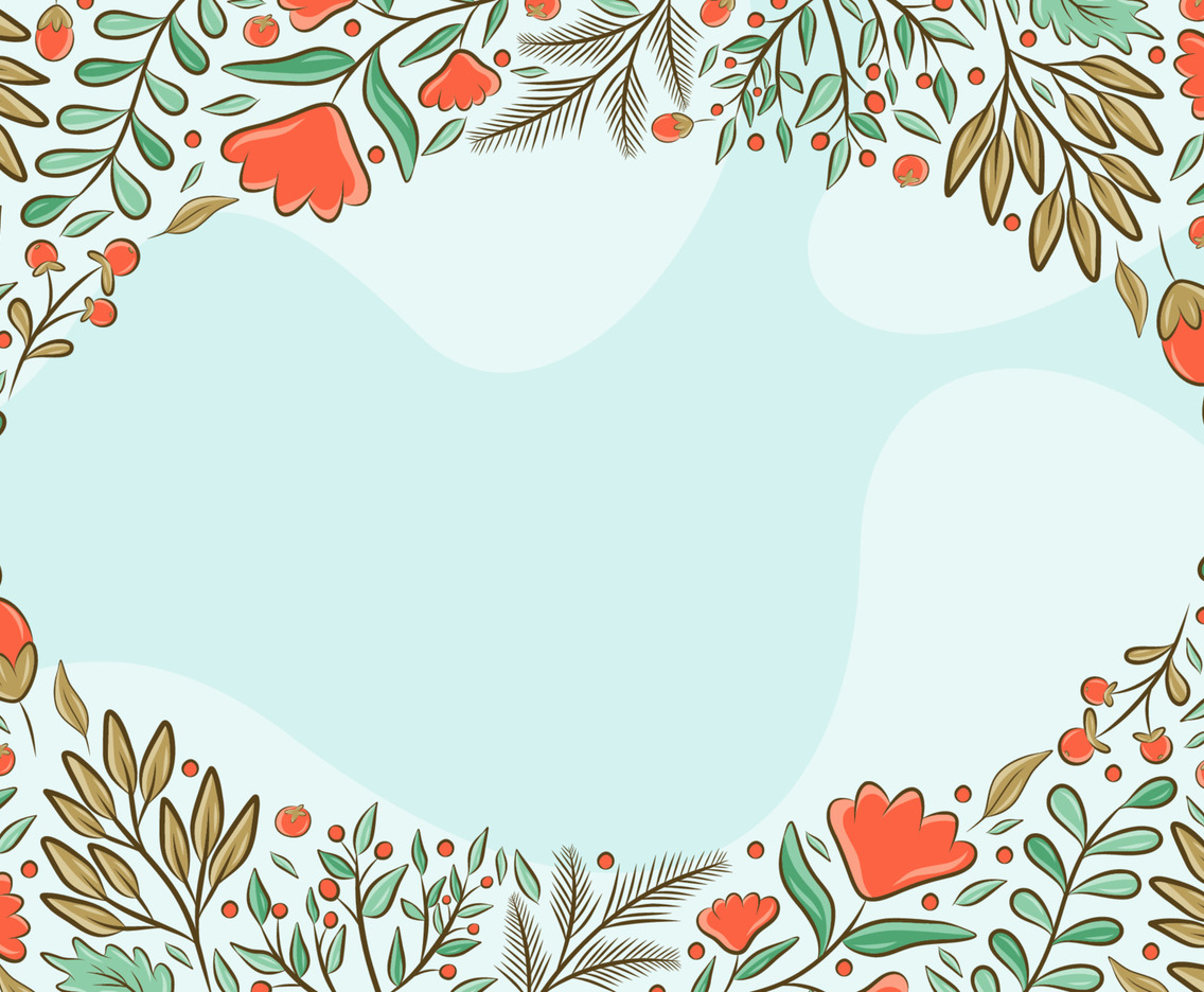 Winter Floral And Nature Plant Hand Drawn Background