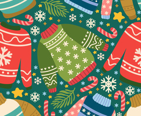 Ugly Sweaters Doodle Hand Drawn Seamless Patern Background