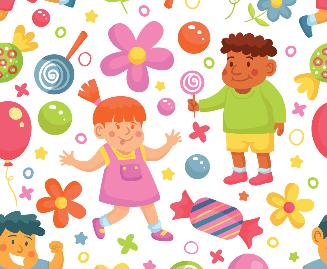 Seamless Pattern with Happy Children