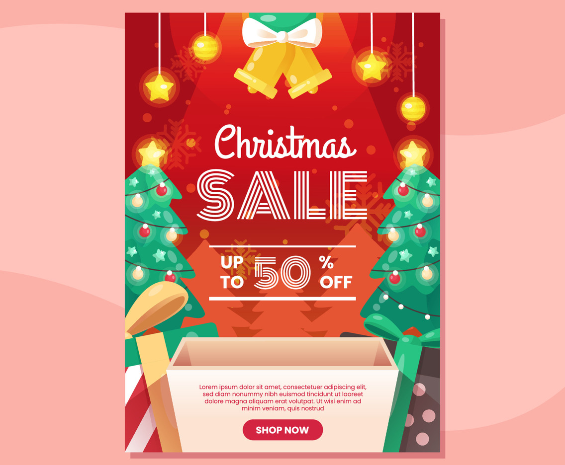 Cute Christmas Sale Poster Template
