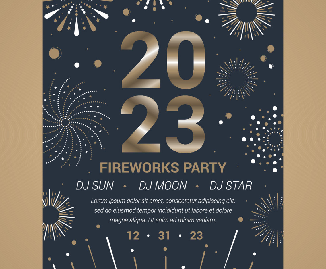 2023 New Year Fireworks Party Poster Design