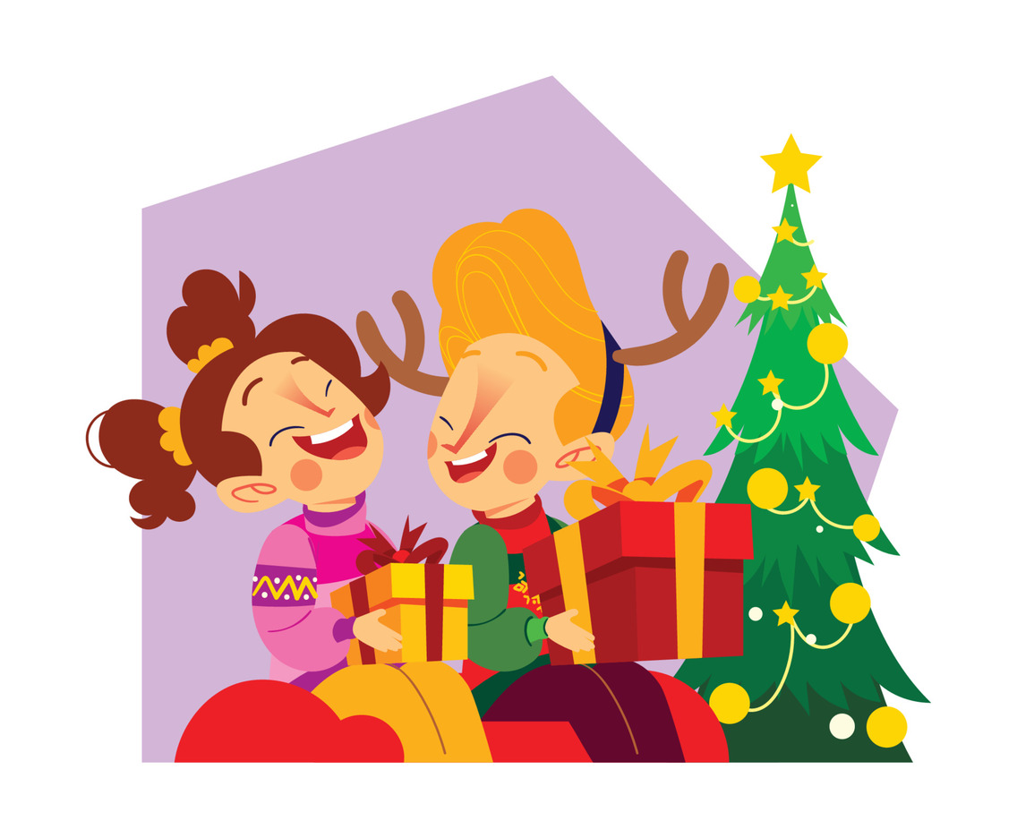 Children with Their Christmas Gifts