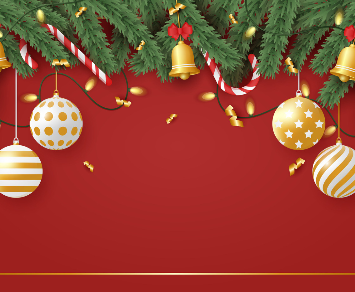 Wreath With Christmas Ornaments Background