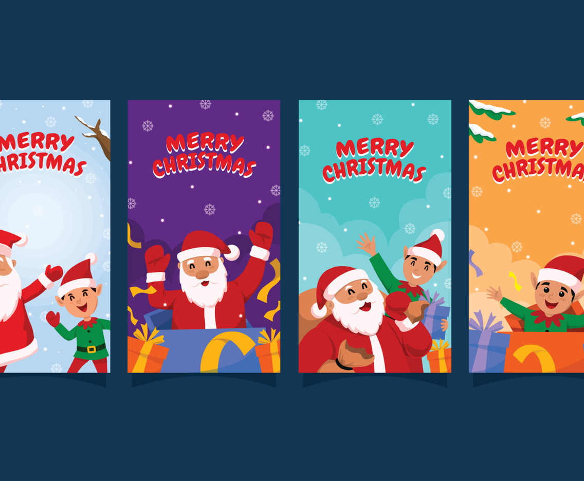 Santa Claus And The Helper Card Set Design