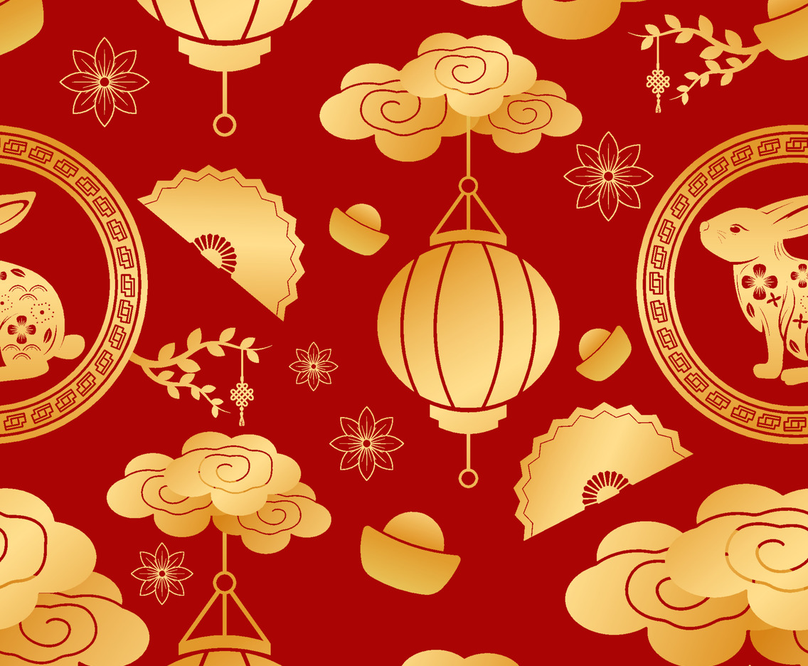 Chinese New Year Deep Red Seamless