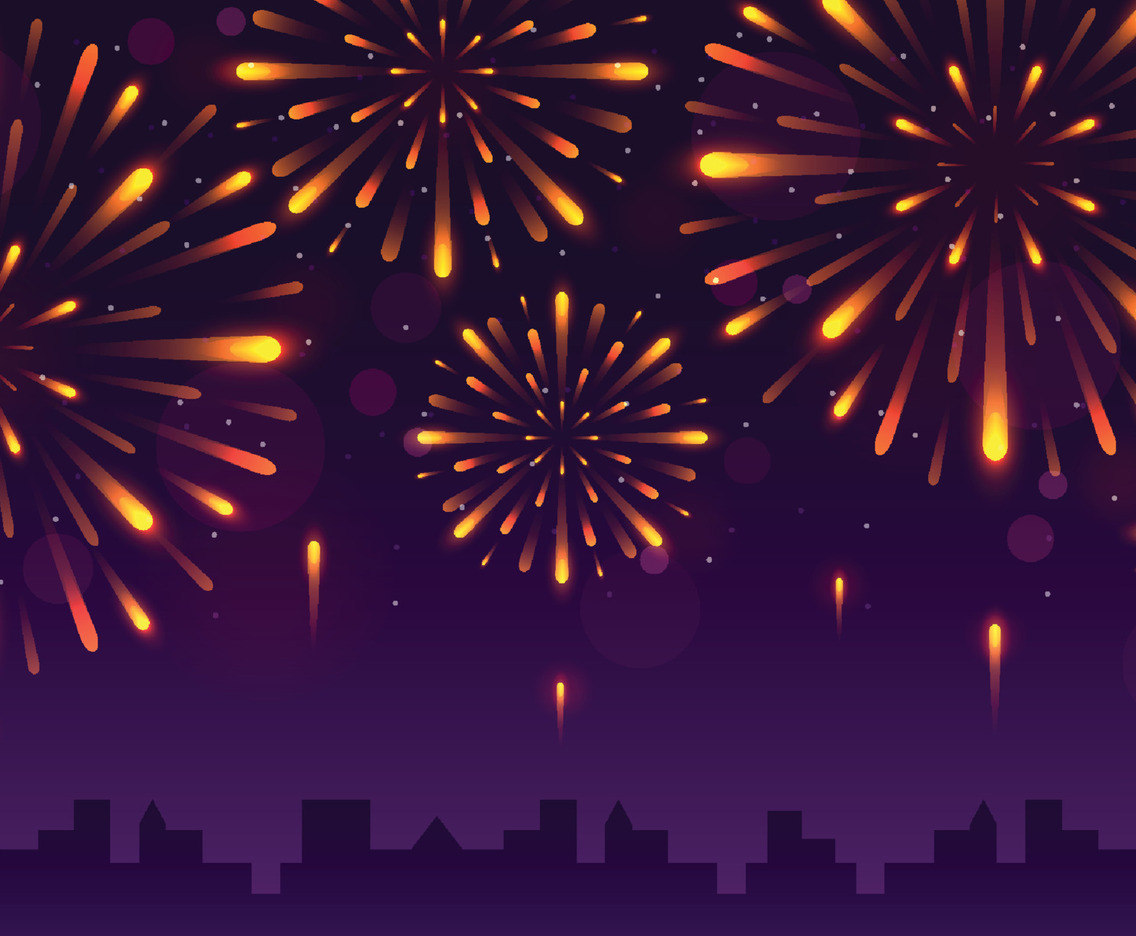 Fireworks Party at Night Background