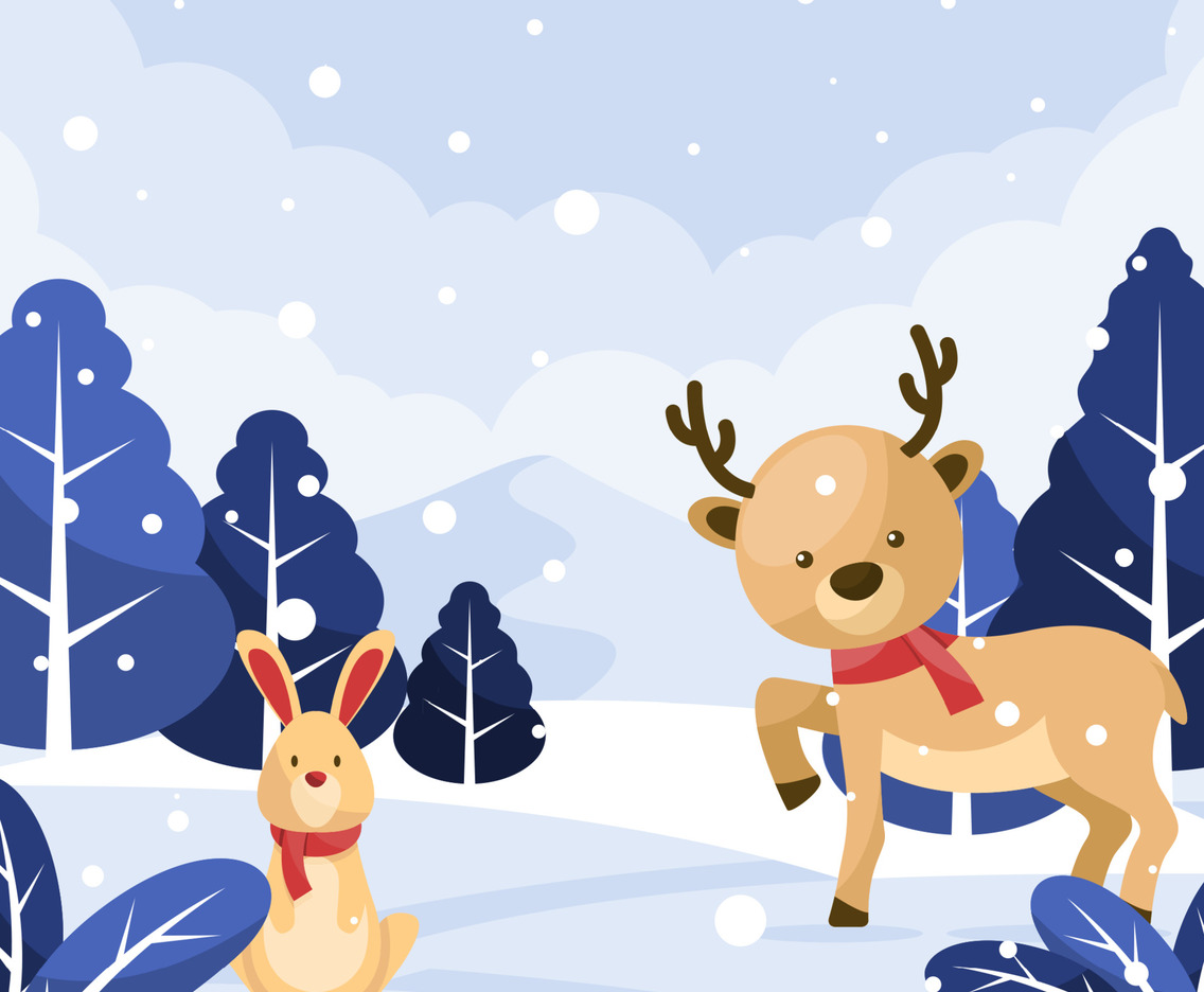 Nature Winter Scenery with Animal Background