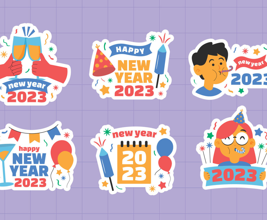 Set of Happy New Year 2023 Chat Sticker