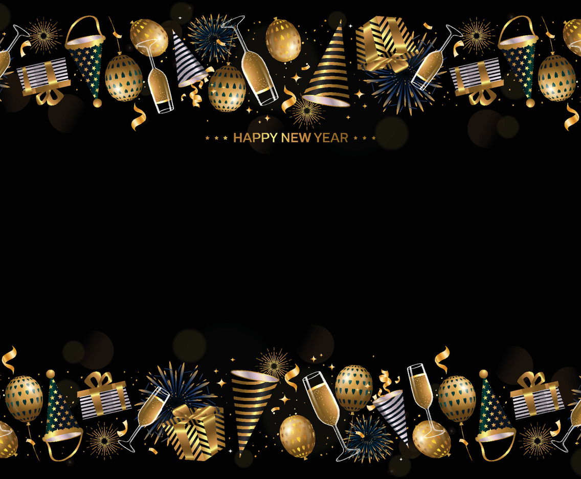 New Year Party with Back and Gold Color