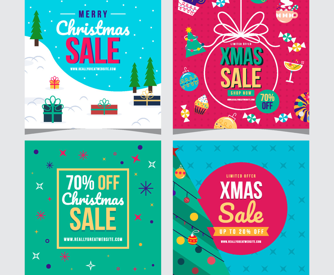 Christmas Sale Social Media Posts Concept