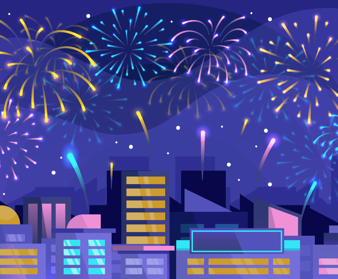 Fireworks with the City Scape