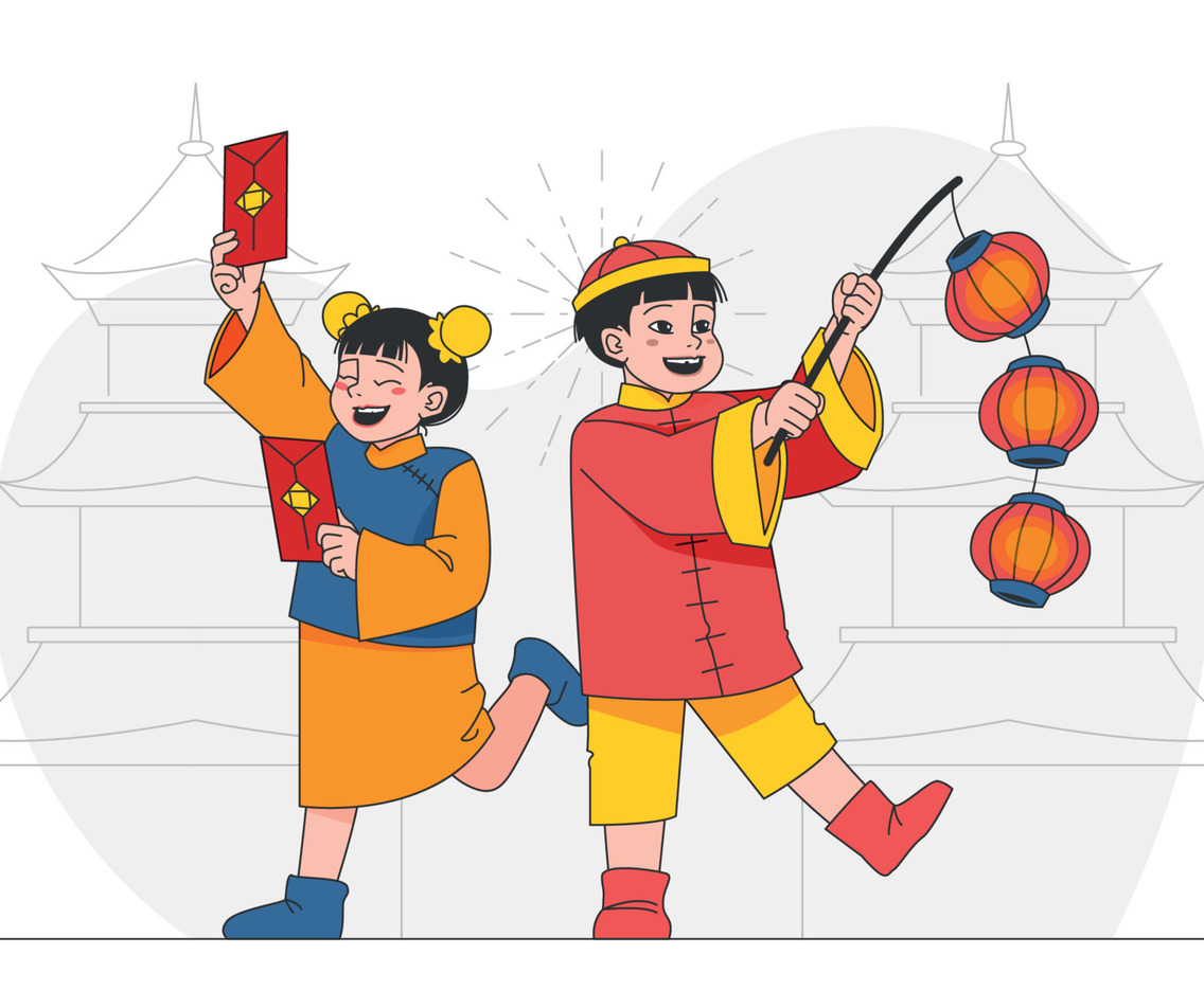 Happy Children Celebrating Chinese New Year