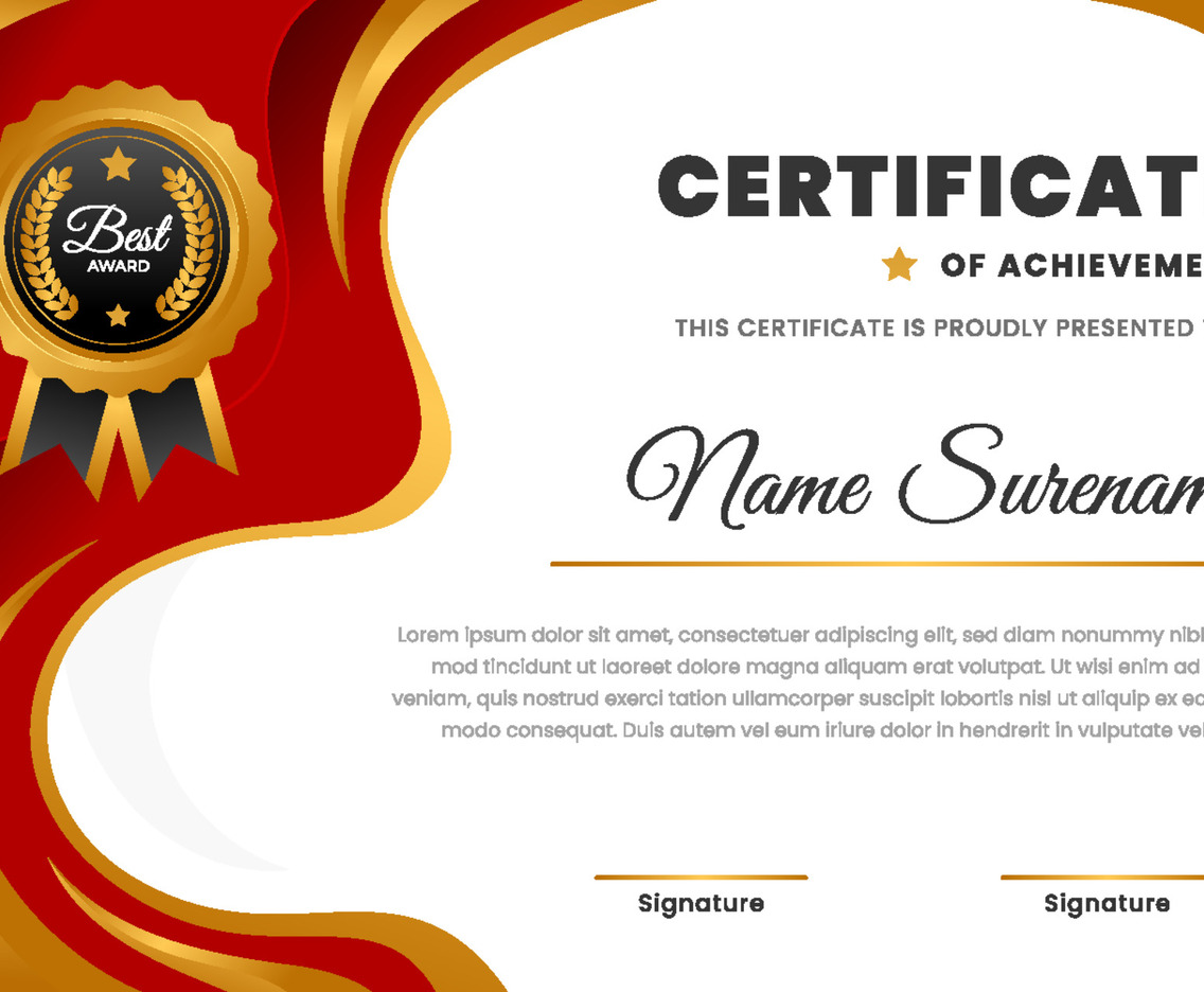 Red Professional Certificate Template with Gradient Style