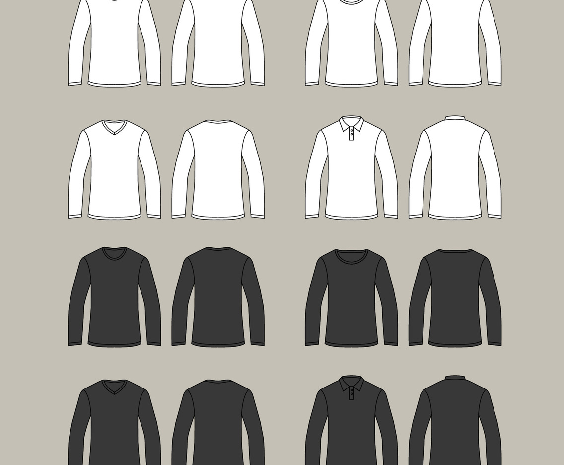 Long Sleeve T Shirt Mockup Vector Art & Graphics