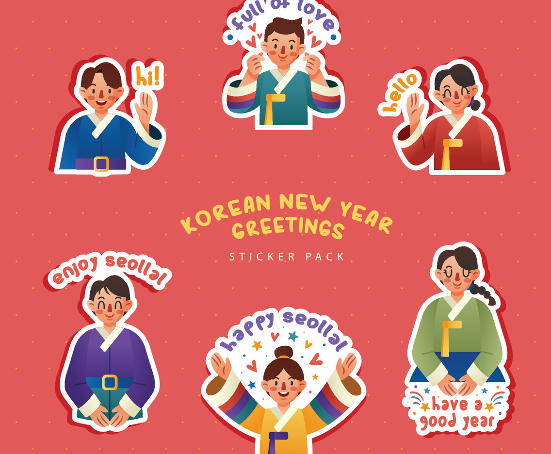 Seollal a Korean New Year Greetings Sticker Pack