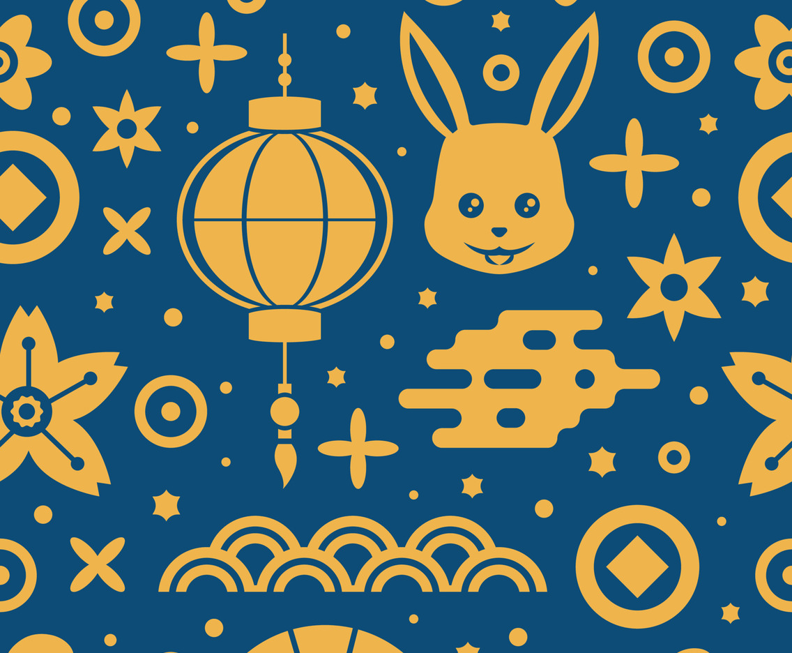 Chinese New Year Generic Template Royal Blue Seamless Pattern Background