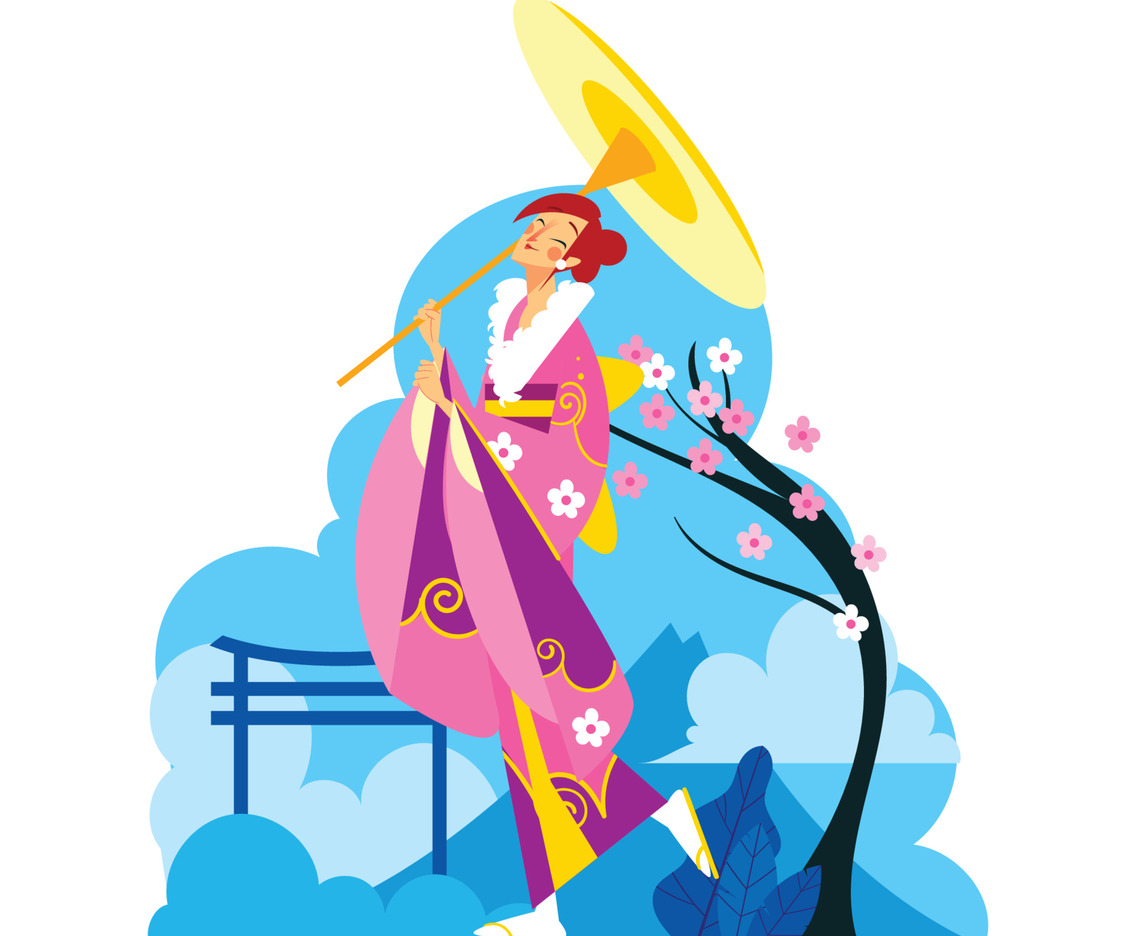 Cheerful Japanese Girl in Seiji No Hi Day