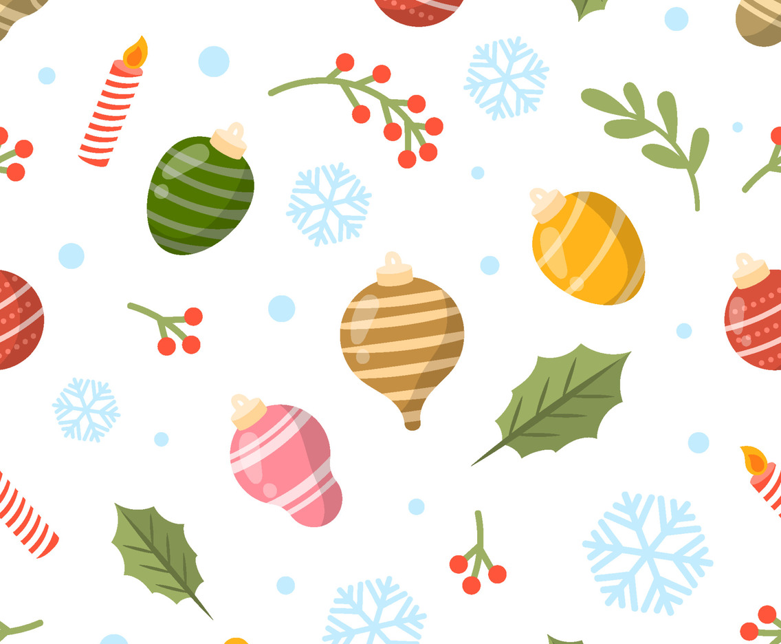 Flat Christmas Seamless Pattern