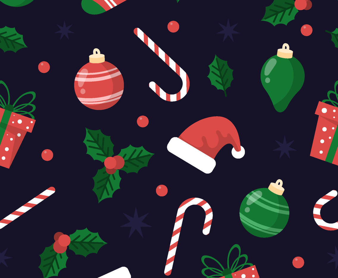 Flat Christmas Seamless Pattern
