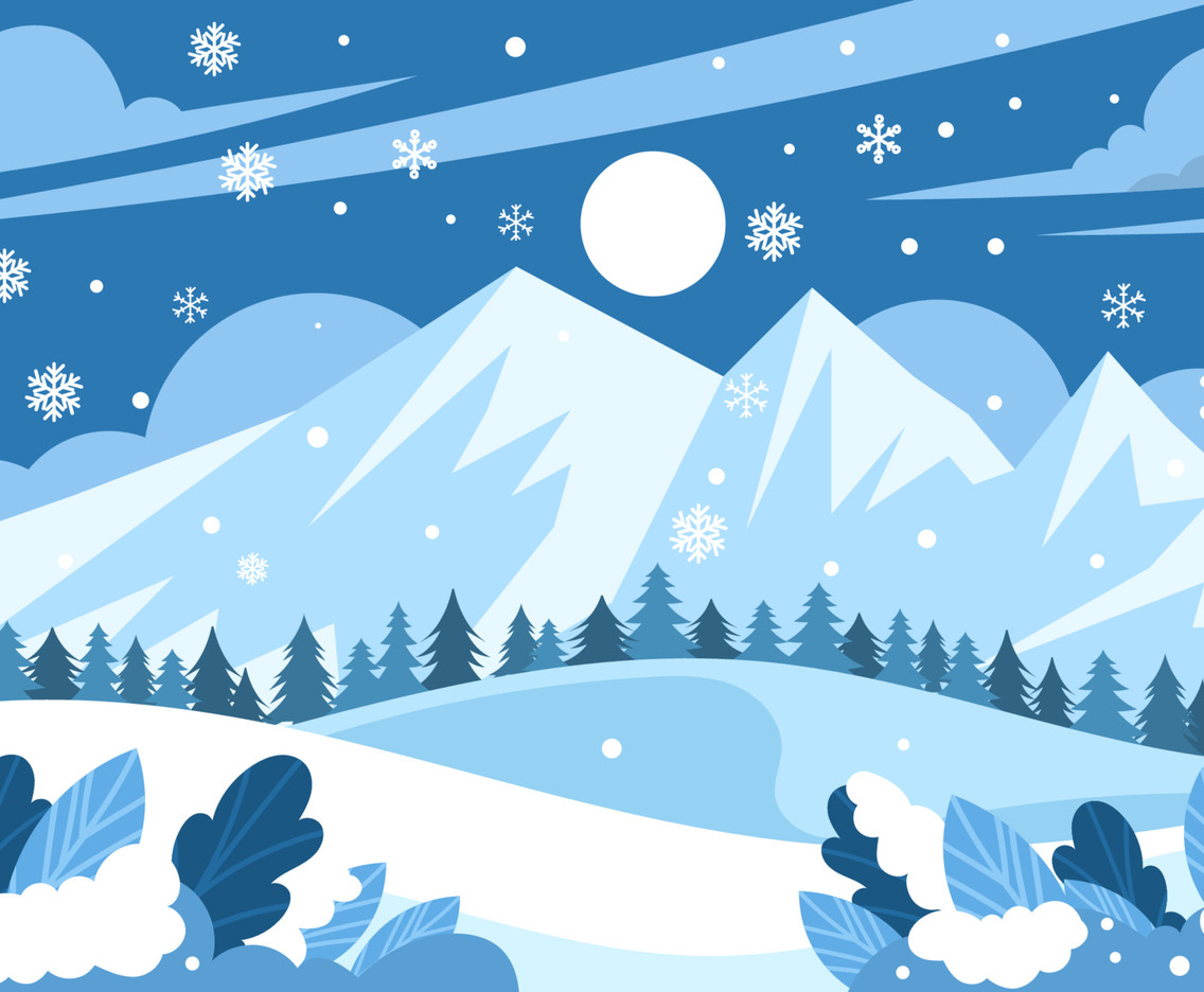 Flat Winter Nature Landscape Background