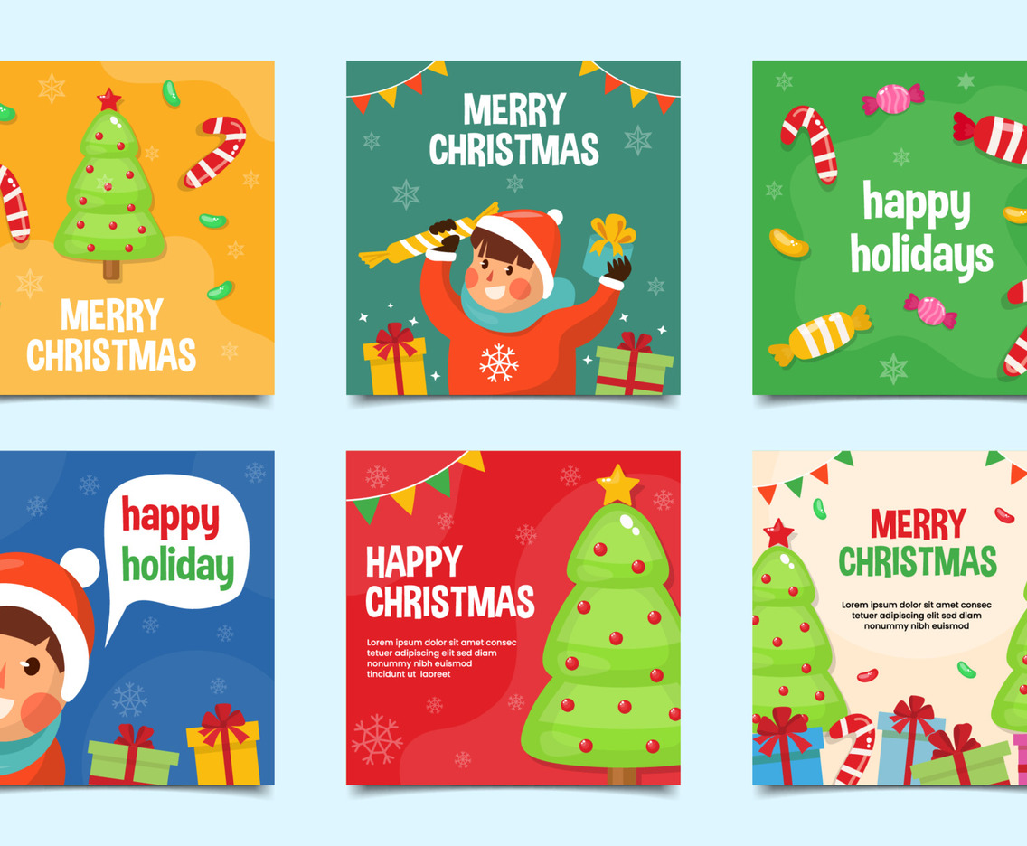 Christmas Holiday Children Party Social Media Post Template