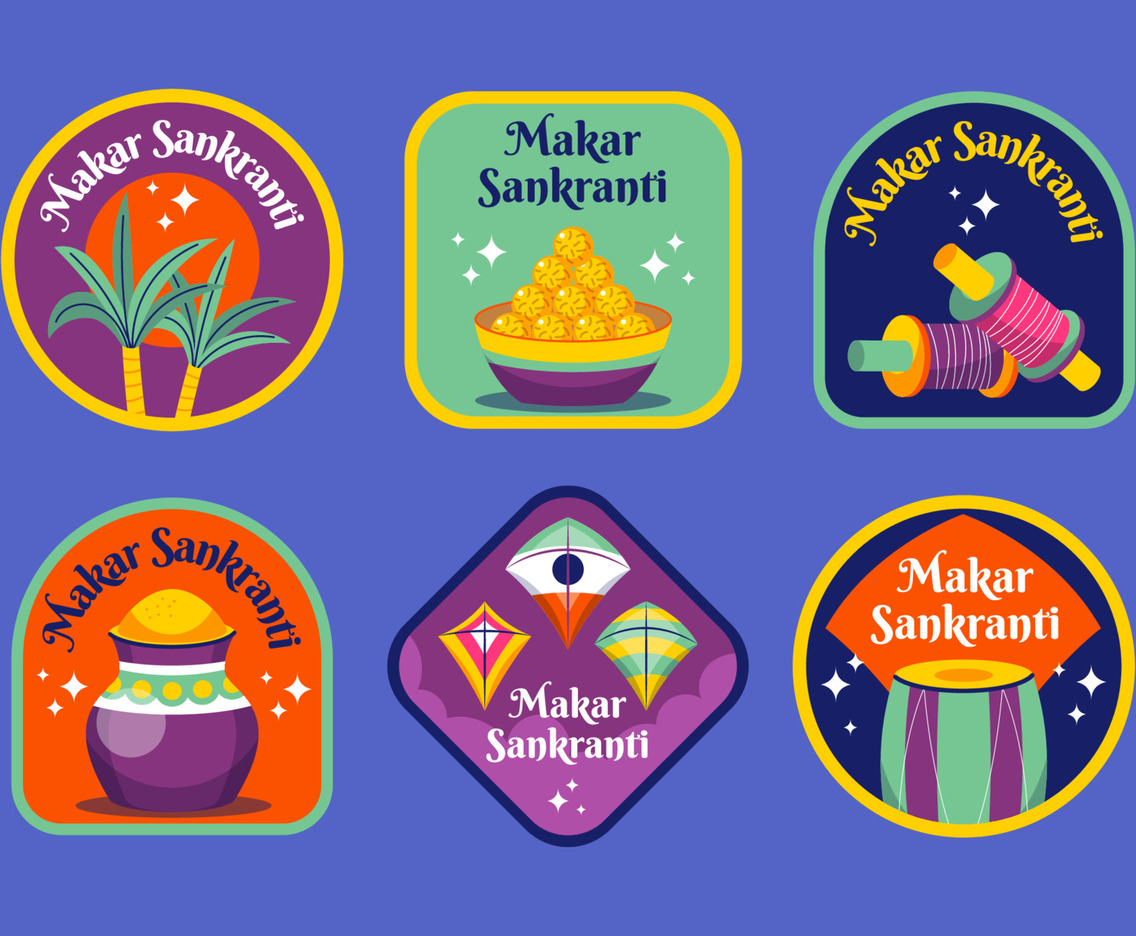 Makar Sankranti Badges Set