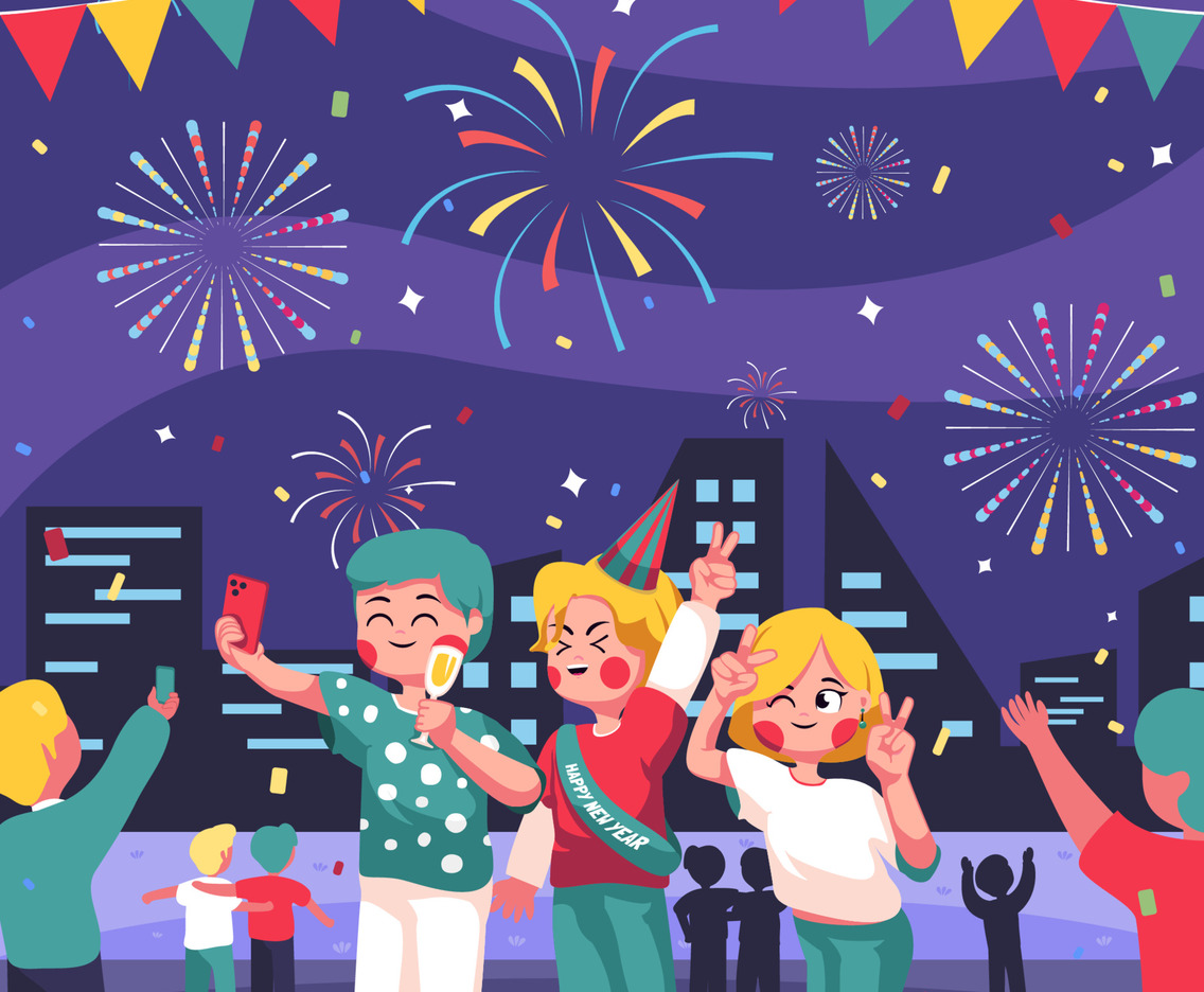 Taking Selfie in New Year Celebration