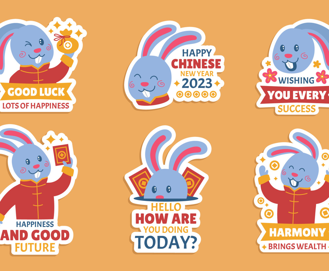 Cute Rabbit Stickers for Chat on Water Rabbit Chinese New Year