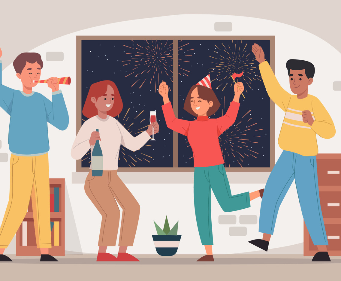 Joyful People Celebrating New Year