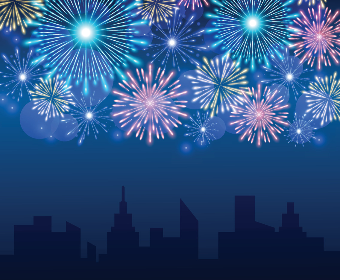New Year Fireworks Outdoor Background