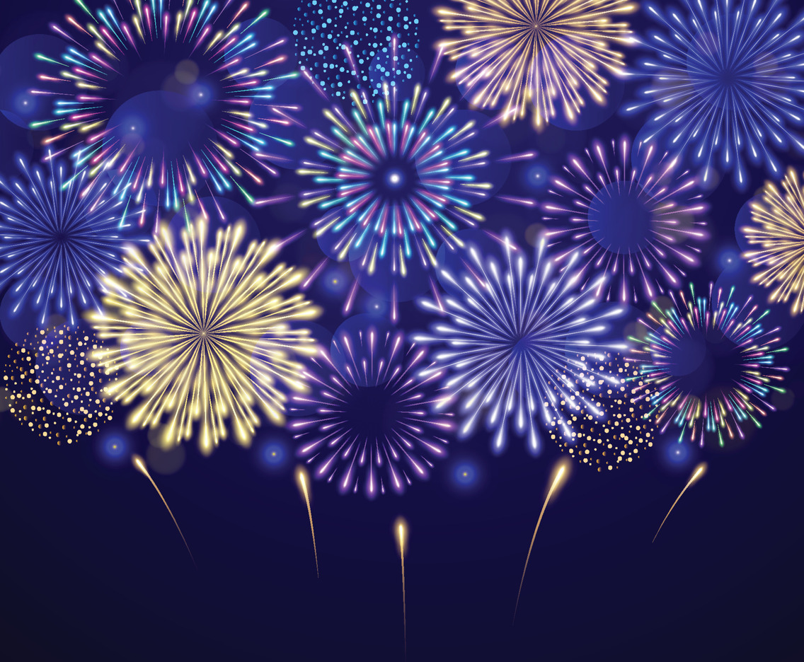 New Year Fireworks Outdoor Background