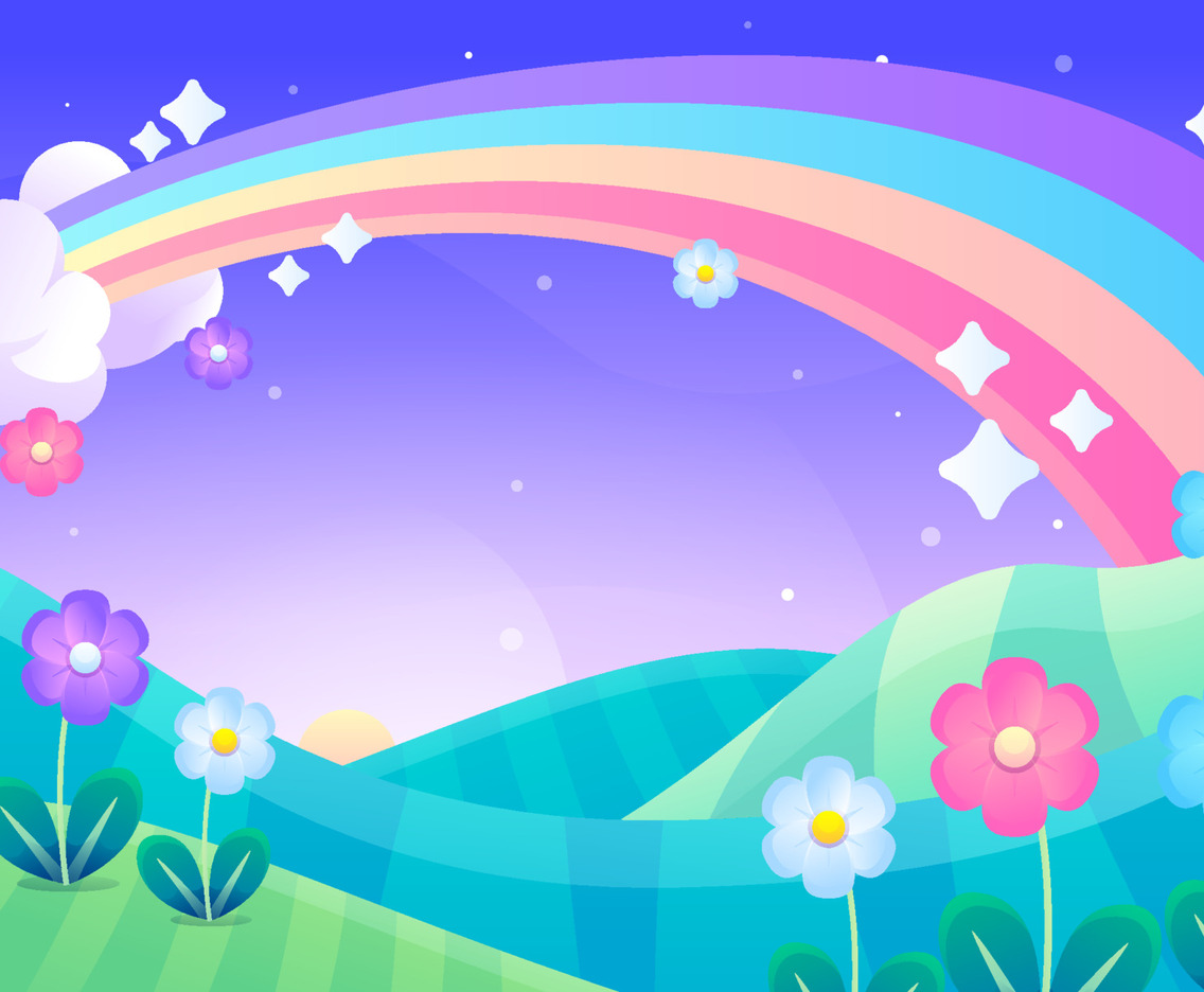 Beautiful Hill and Rainbow Background