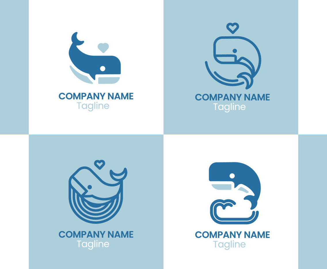 Cute Blue Whale Logo Collection