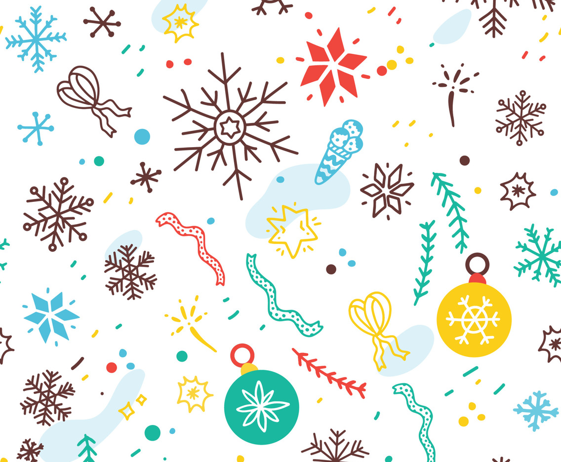 Snowflakes Hand Drawn Seamless Pattern Doodle