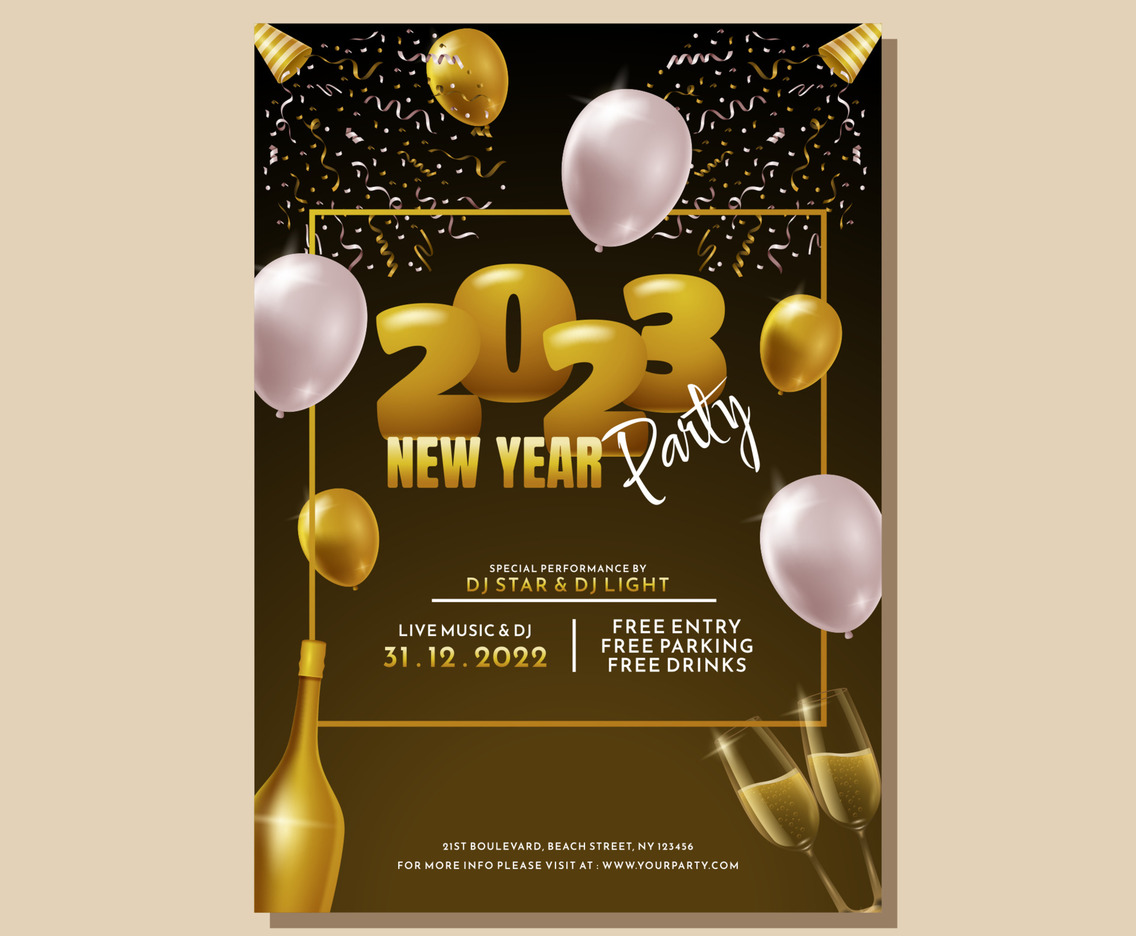 New Year Party Poster Template