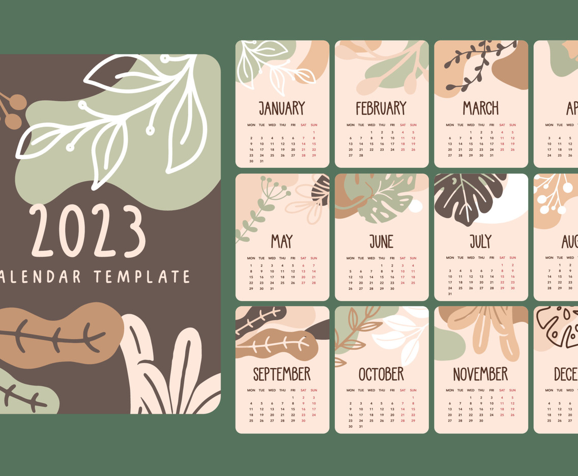 Abstract Hand Drawn Calendar 2023 Template