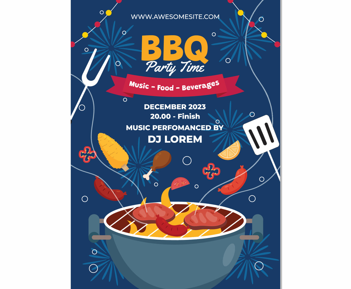 2023 New Year BBQ Party Poster Template